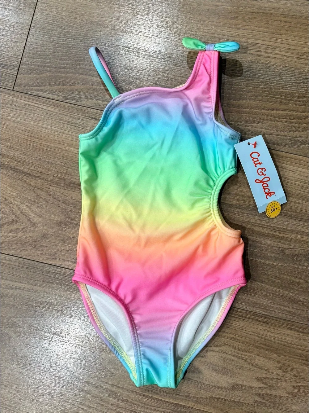 Cat & Jack Rainbow Ombre One-Piece Swimsuit - Pink, Yellow, Green, Blue